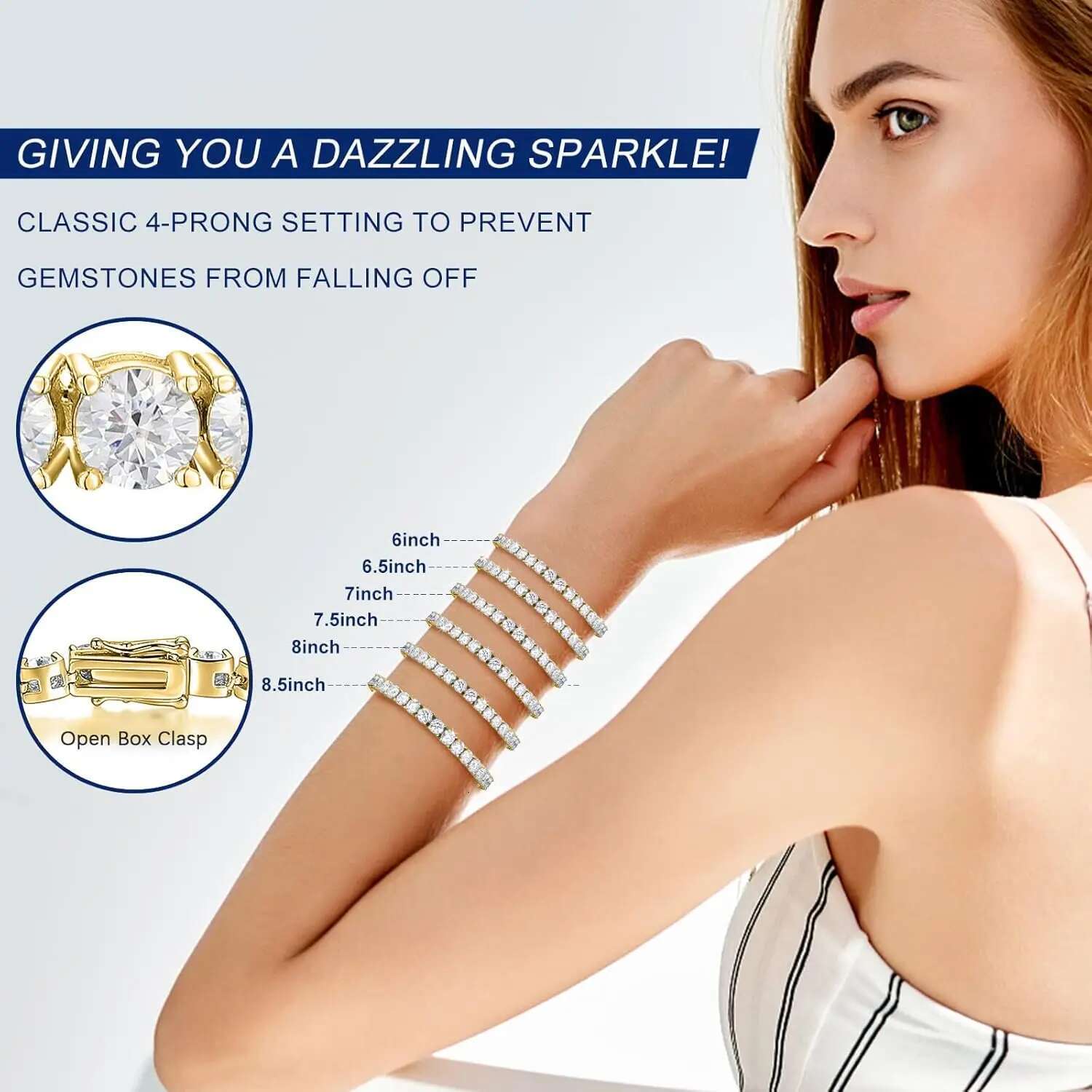 Gold Tennis Bracelet for Women and Men 3MM Moissnaite Laboratory Diamond S925 Silver Wedding Jewelry GRA Certificate