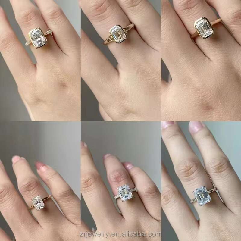 Silver Engagement Moissanite Diamond Ring Men Women 925 Silver Promise Finger Rings VVS Clarity