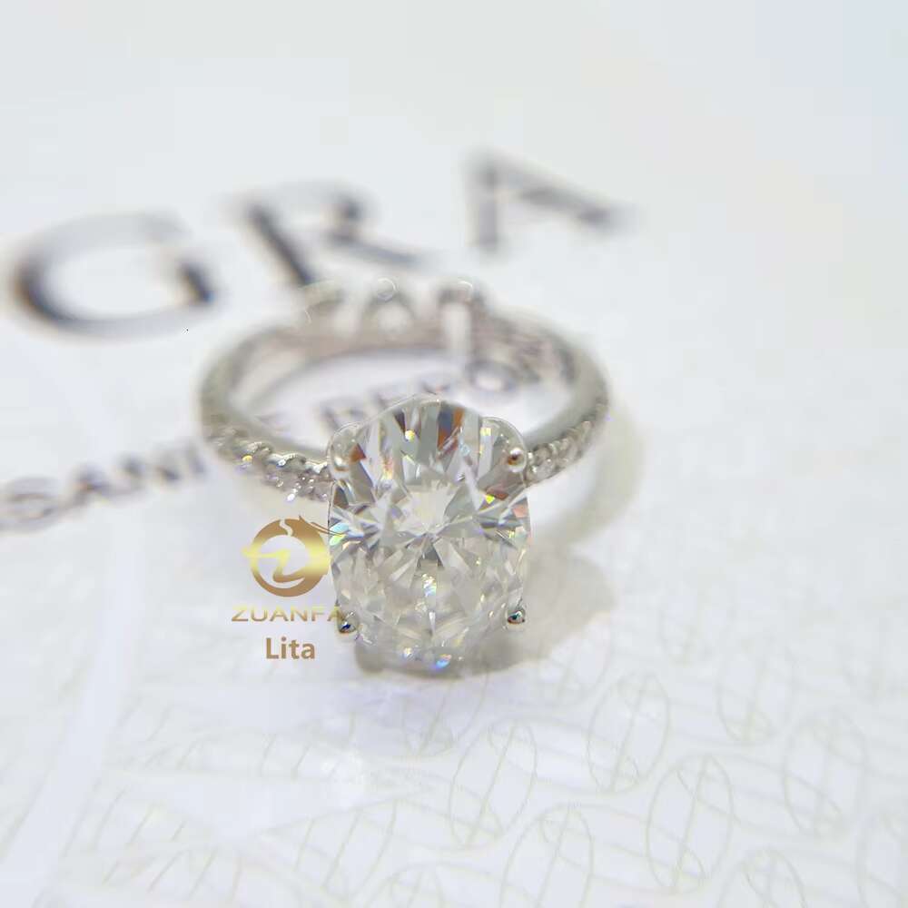 Luxury Love U 4.5ct Oval Moissanite 925 Sterling Silver Wedding Diamond Engagement Ring Women