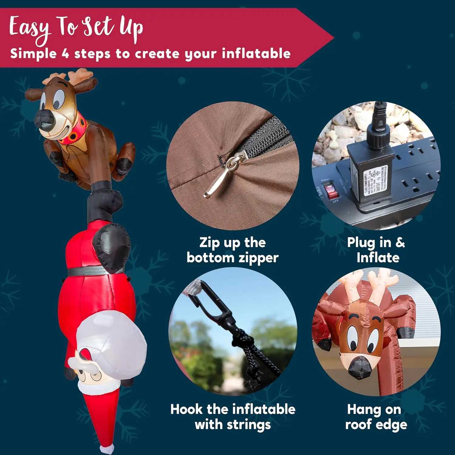 Christmas JOYFY 8 FT Hanging Christmas Inflatables Decoration Christmas Reindeer and Climbing Santa with Build-in LED for Xmas Party Y251111