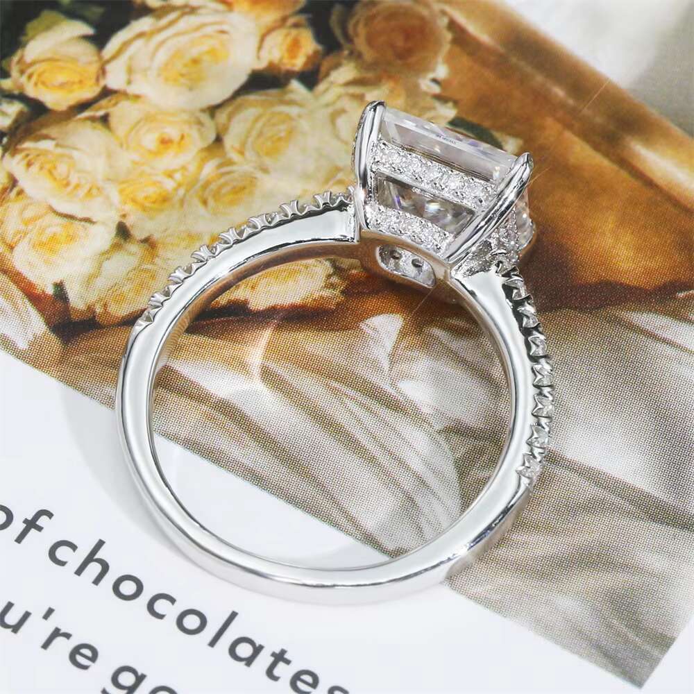 Luxury Fine Jewelry Princess Cut 3CT DEF VVS White Moissanite 9K 14K 18K Solitaire Diamond Engagement Wedding Gold Ring