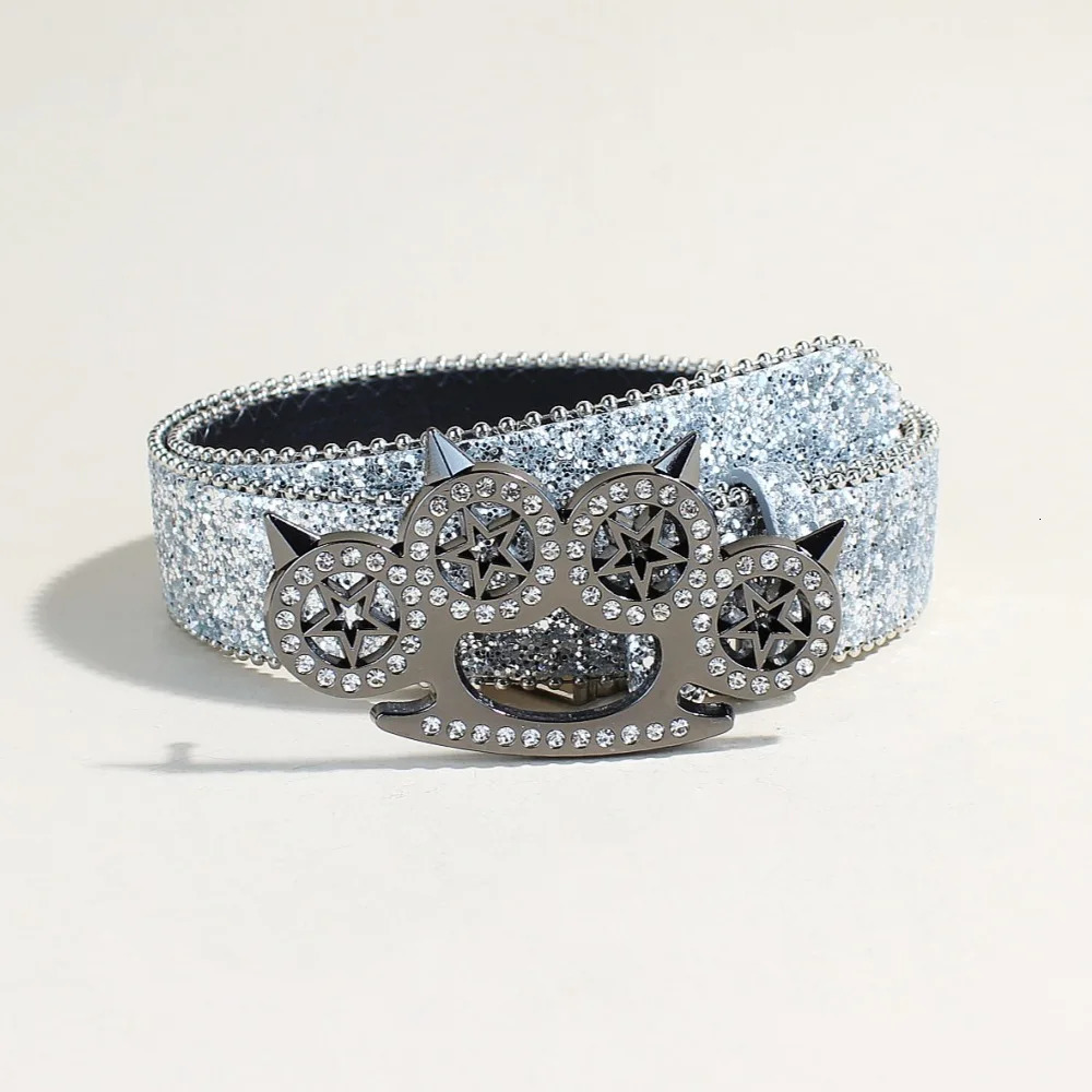 Original rhinestone tiger claw buckle belt Y2K shiny series punk decoration women belt Yabi decorative belt women wholesale 251110