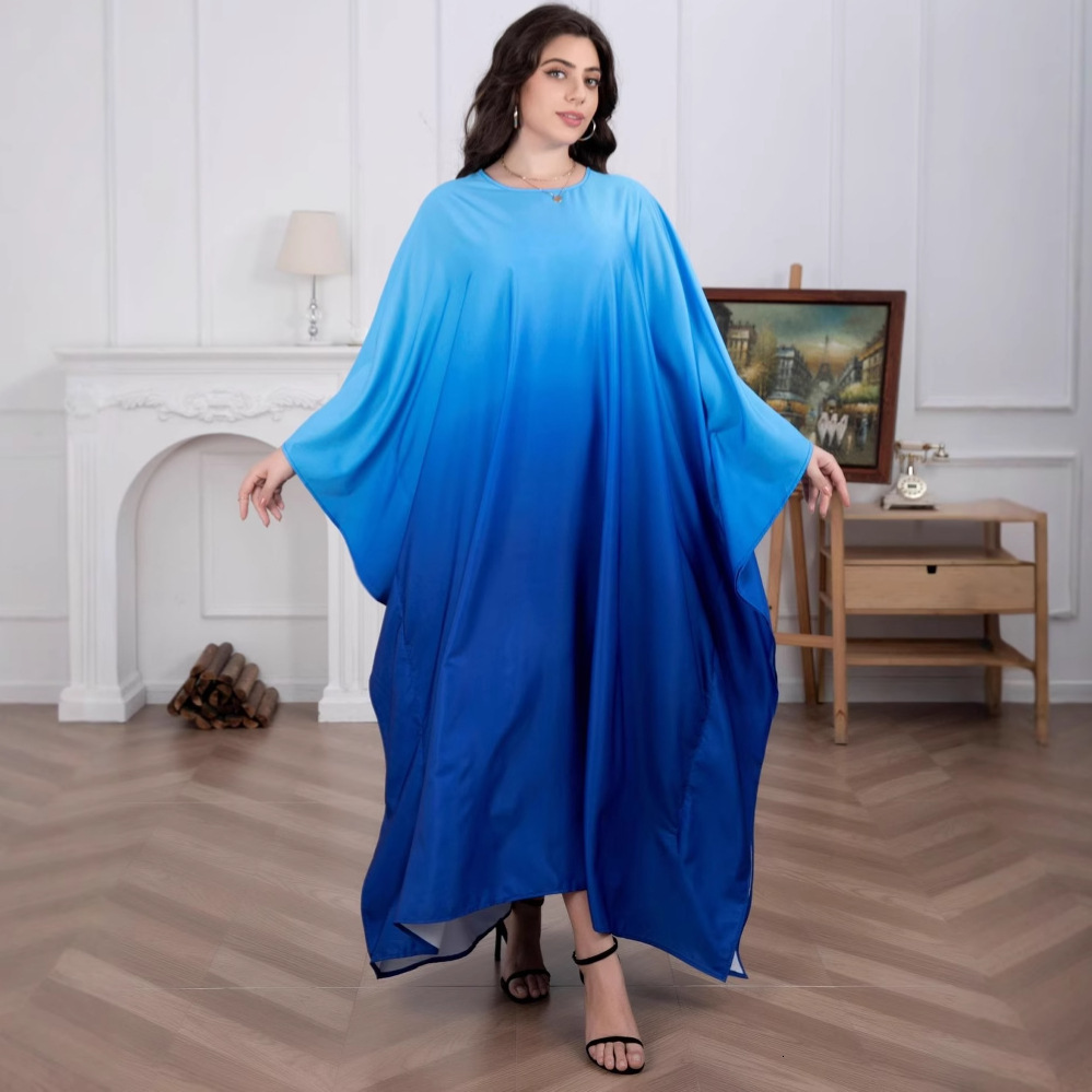 Large size women's Muslim dress, modern fashion, soft light satin, bat robe