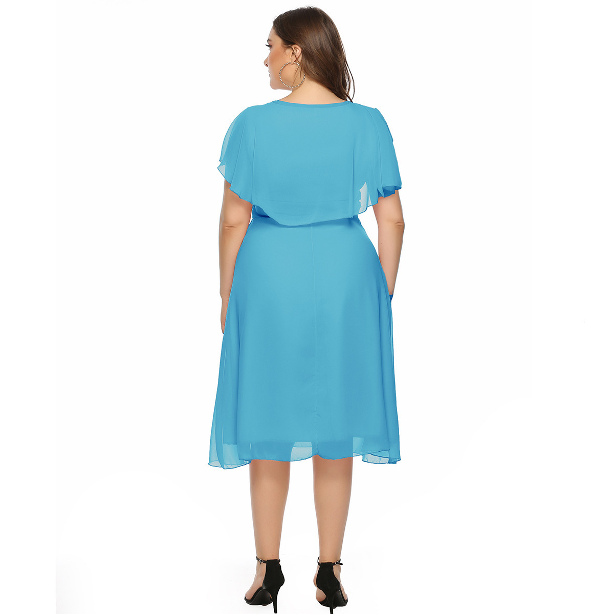 2025 Temperament Chiffon Large Size Dress Medium Length A-line Skirt Slim