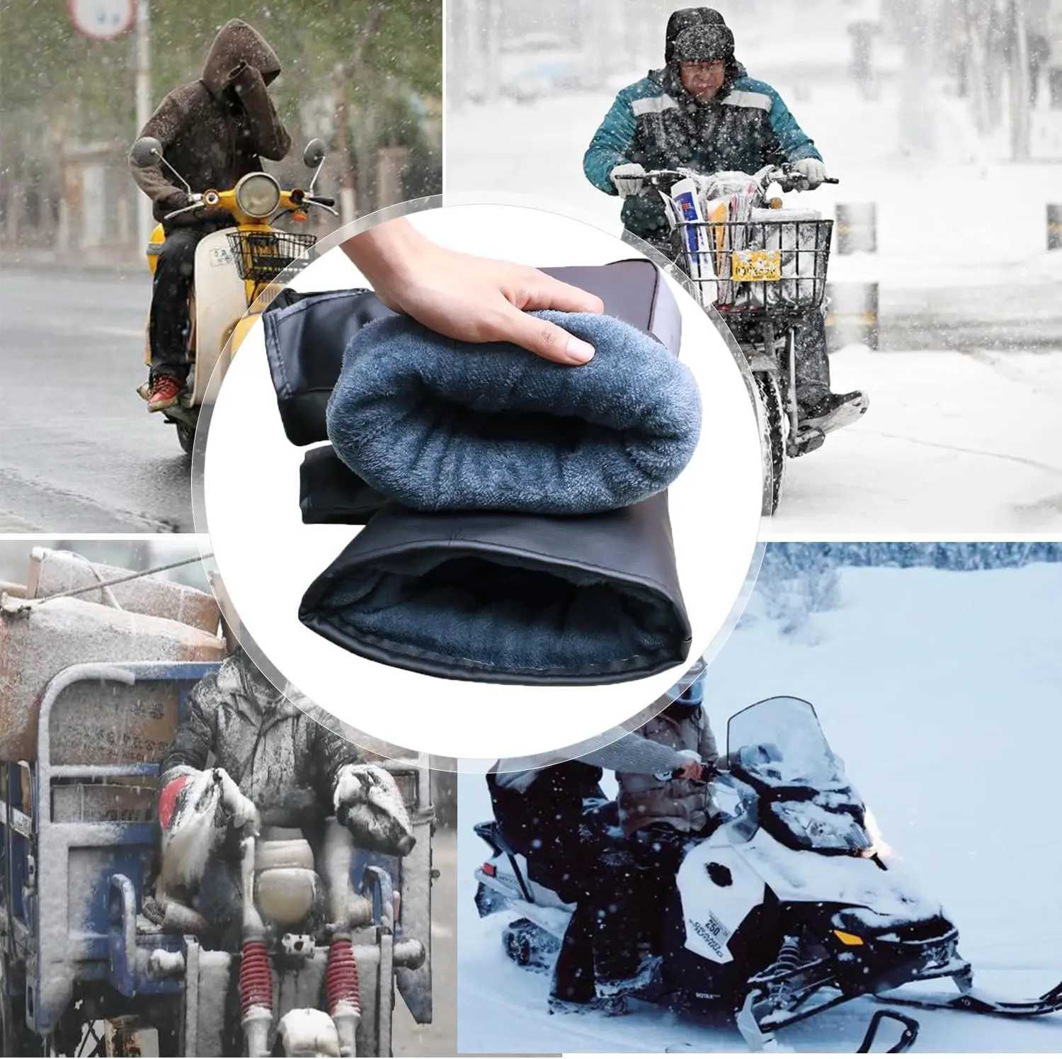 2PCS Winter Electric Bike Gloves Windproof Warm Thickened Handle Cover Comfortable Plush Handlebar Mitten For Bicycle Motorcycle S25118