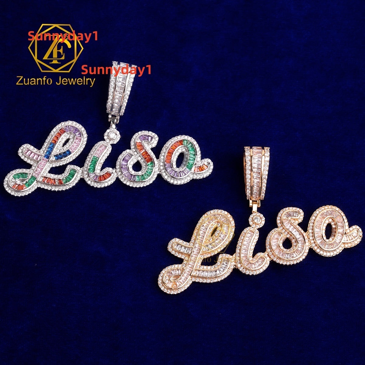 HipHop Luxury 925 Sterling Silver VVS Moissanite Diamond Pendant with Fully Iced Name Letter Fine Pendants Charms Customizable