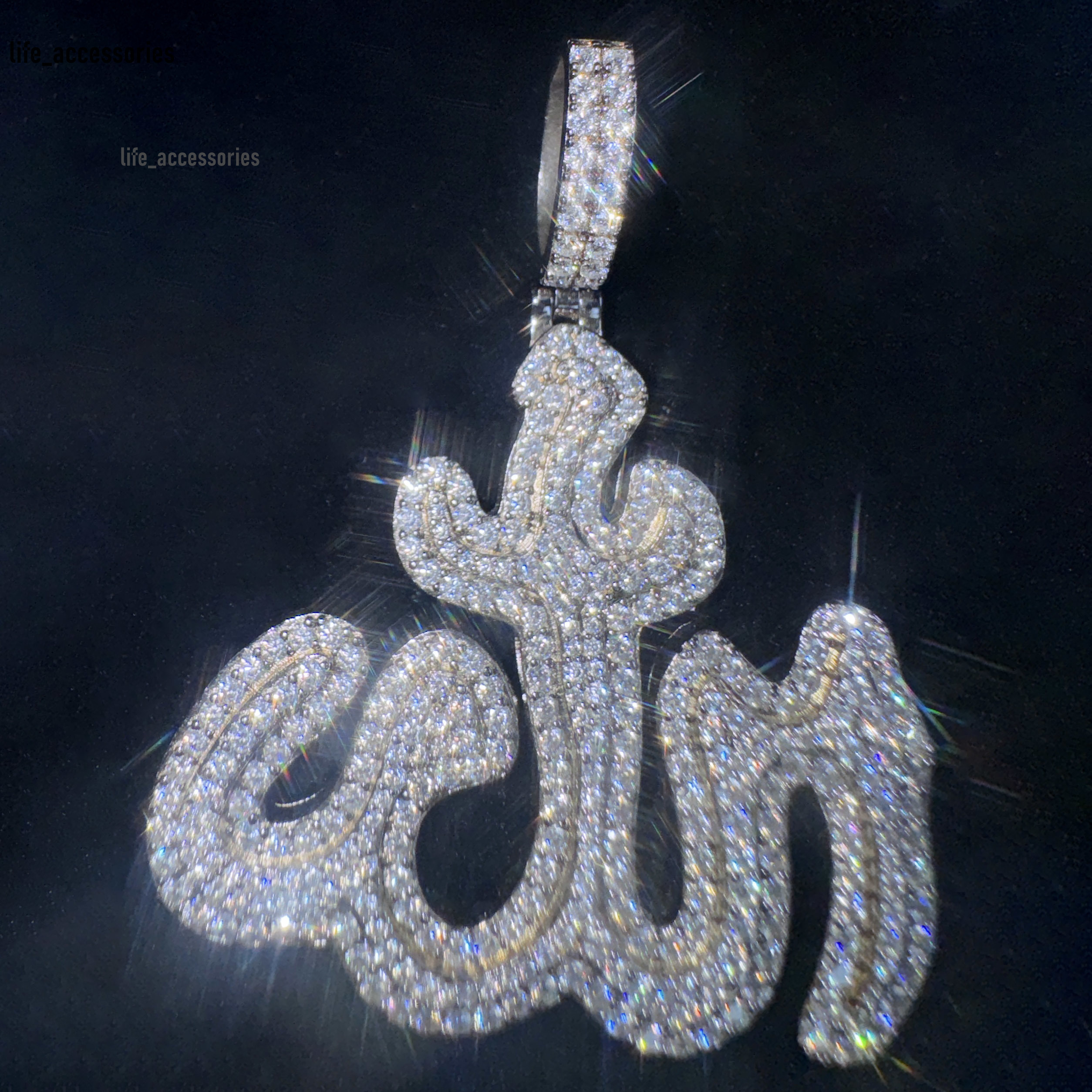 Bling Hiphop Moissanite Pendant 925 Silver Allah VVS Diamond Iced Out Custom Moissanite Pendant