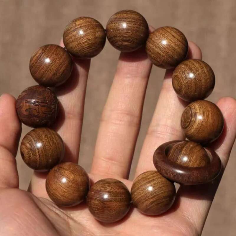 Natural Black Bracelet Single Circle In Stock Wholesale Silk Ebony Small Leaf Rosewood Buddhist Beads Men's Ethnic Style B