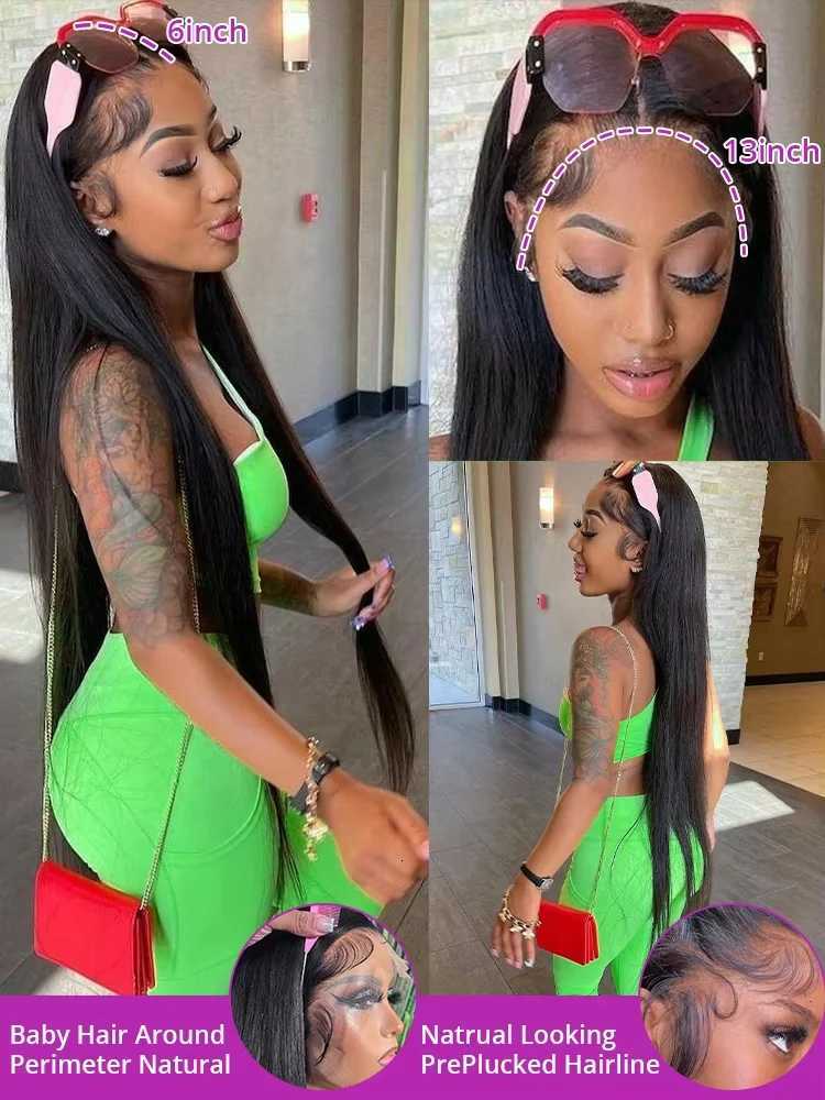 40 46 50 Inch Raw 13x6 HD Transparent Bone Straight Lace Frontal Human Hair Wigs 200 Density 360 Full Lace Front Human Hair WigT251111