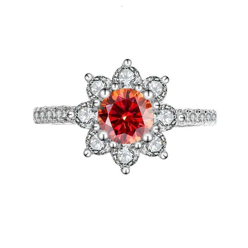 100% Real Moissanite SunFlower Ring 1/2CT Women Fancy Wedding Moissanite Diamond Rings Sterling Silver Fine Jewelry for Women