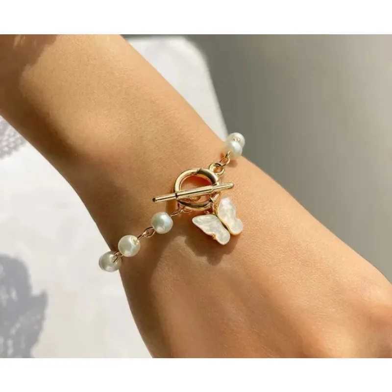 Fashion Butterfly Pearl Pendant Bracelet Ladies Girl Trend Charm Bracelet Festive Friendship Birthday JewelryC250410