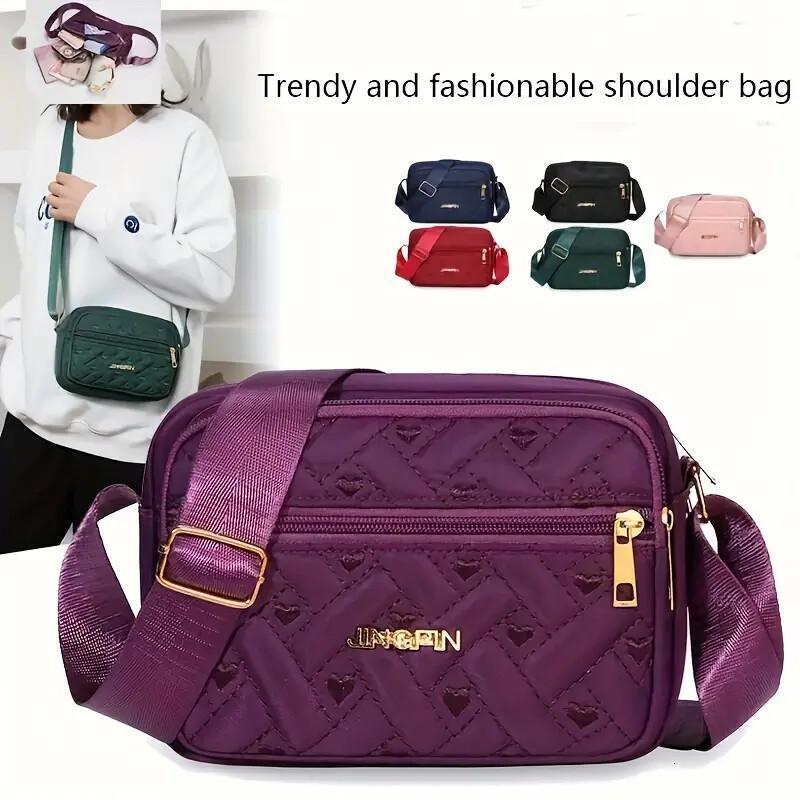FL- New Oxford Cloth Multi-Layer Crossbody Bag Women's Bag Casual Embroidery Shoulder Mobile Phone Change Small Cloth Bag Business Bag