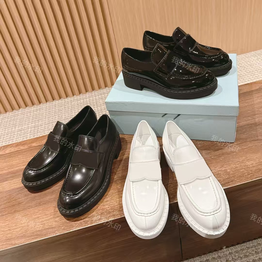 designer loafers womens mocassins femme black cowhide platform luxury loafers designer shoes top quality EU35-EU41