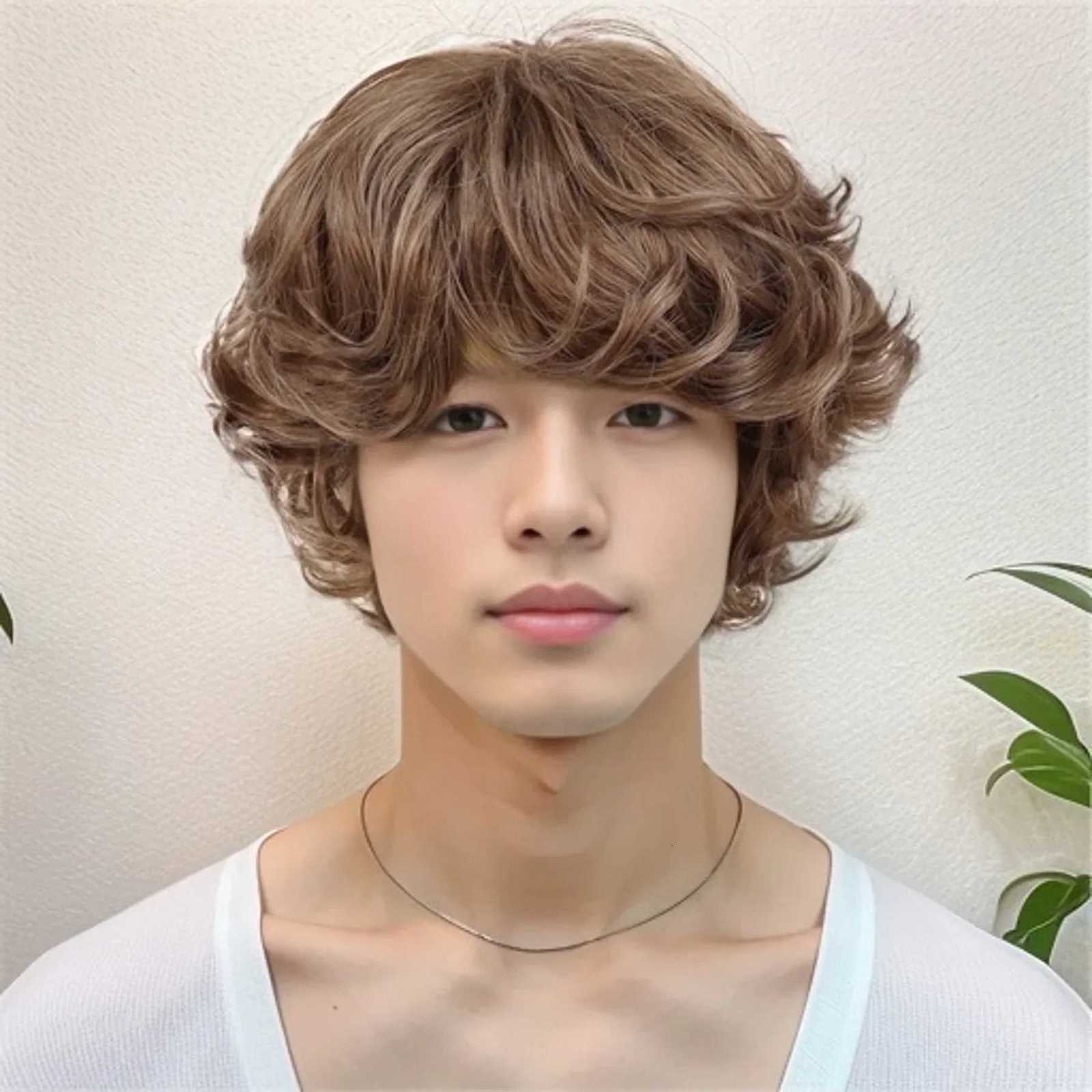 Synthetic Curly Men Wig Short Brown Hair Businessmen Curly Haircut Man Guys Natural Hairstyle The Summer Outfits Cosplay CostumeT251111