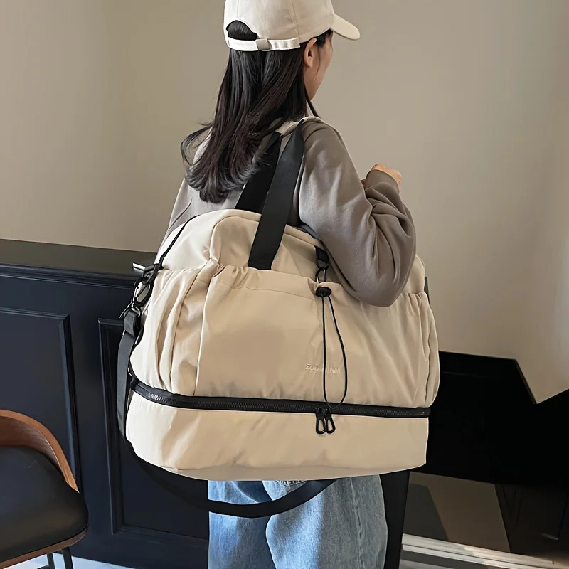 Lightweight Large Capacity Multi-functional Travel Bag Simple Korean Style Tote Shoulder Crossbody Bag - Oxford Fabric Material 251110