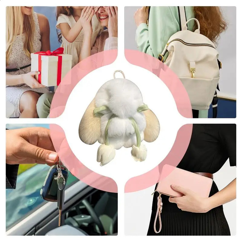 Plush rabbit keychain soft and cute rabbit pendant furry keychain furry keychain pendant backpack charm suitable for key or backpack school 250409