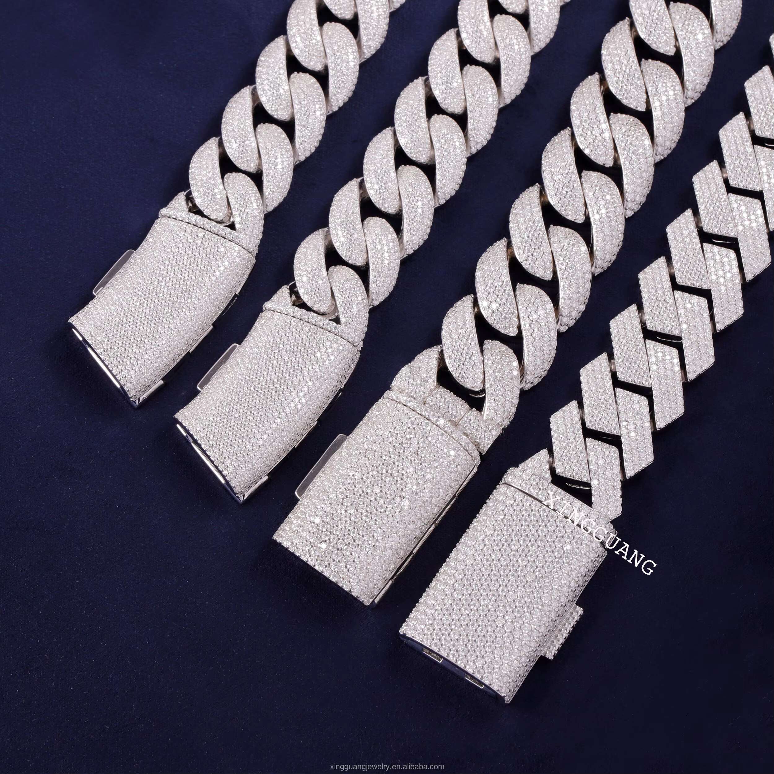 RTS Handmade Moissanite Bracelet 18mm 20mm Cuban Bracelet Round Style 100% 925 Silver Fashion Jewelry Mens Cuban Link Bracelet