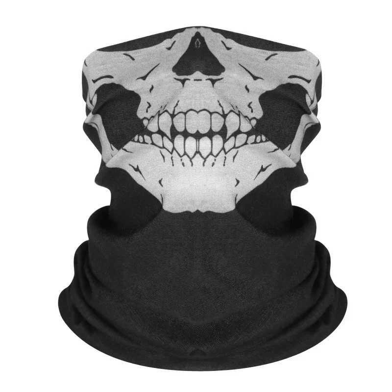 1 Punk Skull Print Cycling Face Mask Riding Scarf Summer Breathable Sunscreen Neck Gaiter for Unisex Outdoor Activity Balaclava S251110