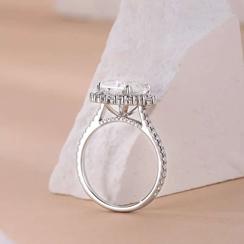 5CT Full Moissanite Diamond Womens Radiant Ring Wedding Rings 925 Silver Plated 18k White Gold Fine Jewerly Ring for Women