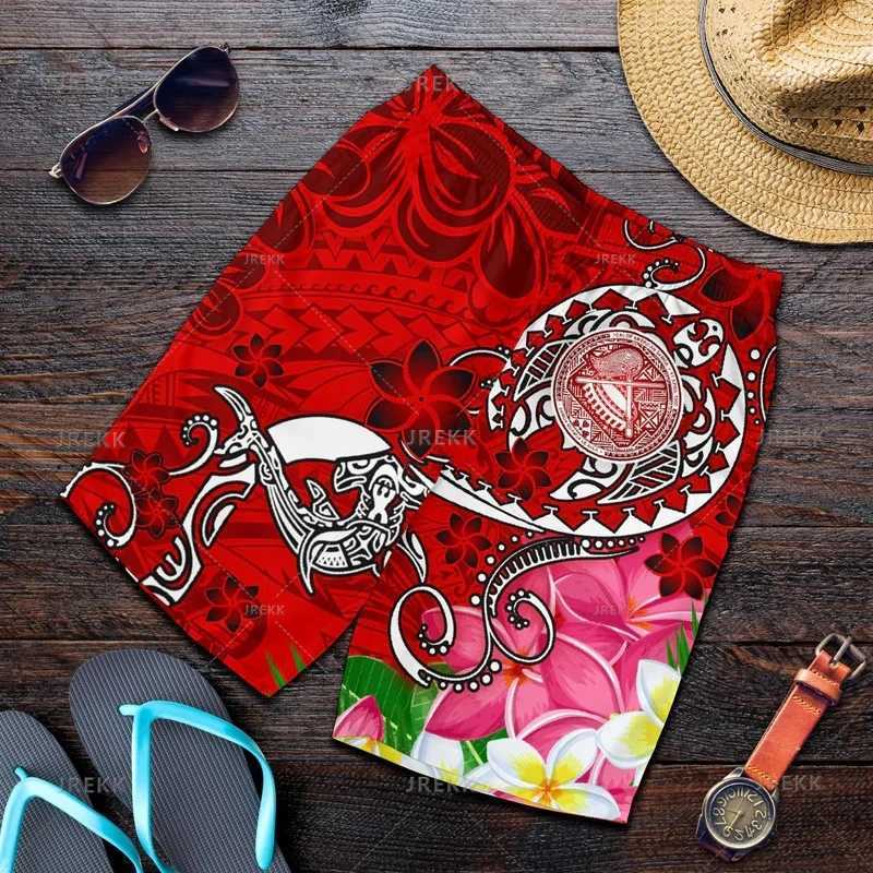 New Harajuku 3D Samoa Badge Printing Beach Shorts Fashion Street Clothing Board Shorts Neutral Cool Swimming ShortsW250410