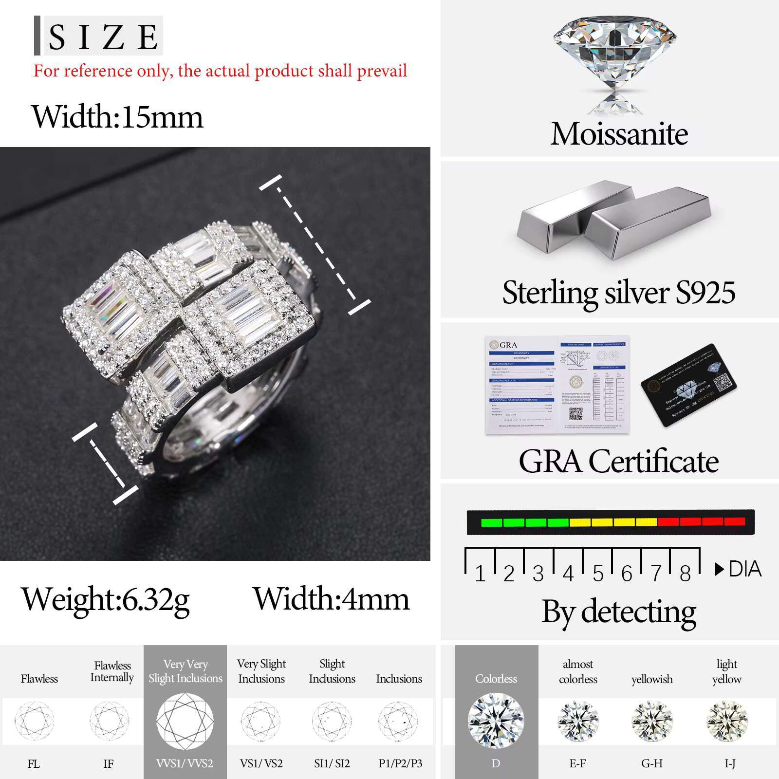 Brand Designer Jewelry High Quality 925 Sterling Silver VVS Baguette Moissanite Diamond Engagement Finger Ring Men Women