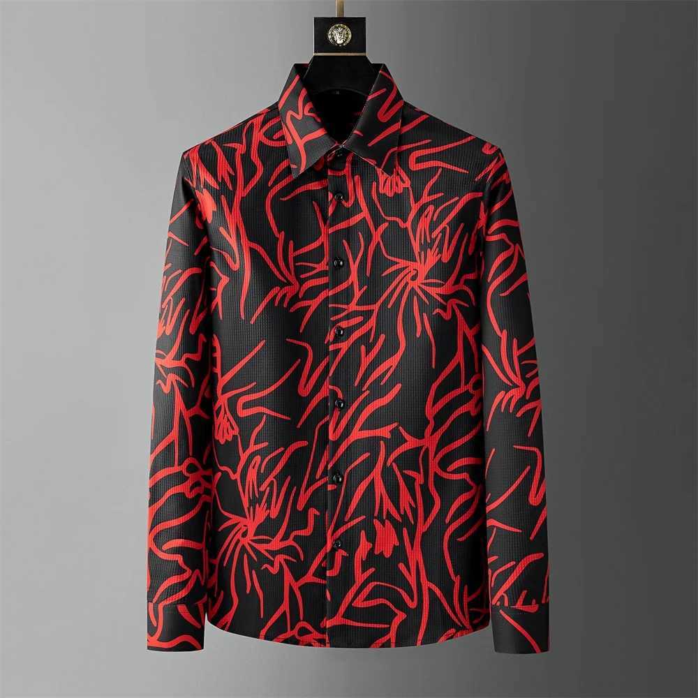 2025 Art Printed Mens Shirt Summer Fashion Loose Casual Shirt Long Sleeve Business Office Social Shirt Streetwear Men Clothing K251110