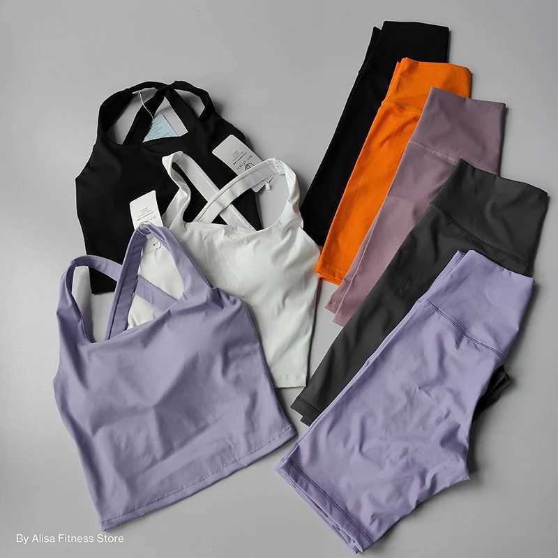 2PCS womens yoga set exercise bra set sportswear fitness suit long sleeved crop high waisted shorts sportswearW250411
