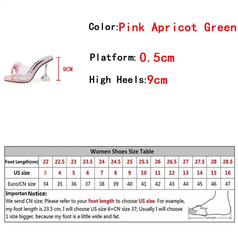 Liyke Pink Womens Sliding Sandals Fashion Pearl Bow High Heels PVC Transparent Shoes Summer Mule Sliding Pump 250408
