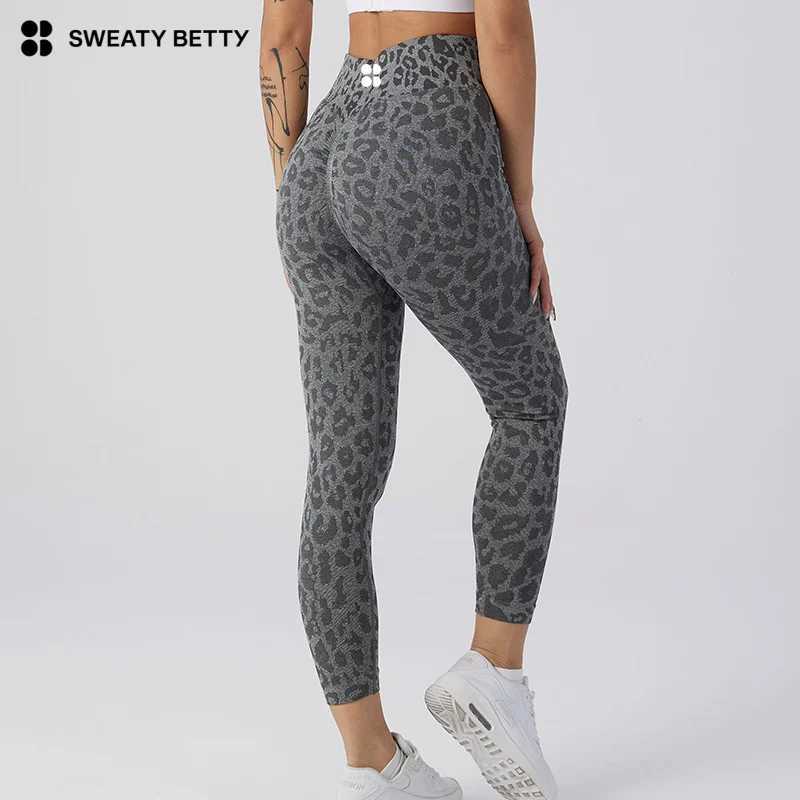 Sweaty Betty Womens Peach Hip Fitness Pants Leopard Pattern Nine Cent Running Tights Hip Lifting Exercise Seamless Pants C251111