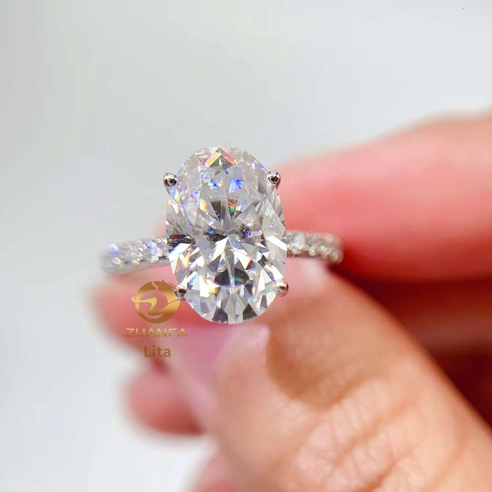 Luxury Love U 4.5ct Oval Moissanite 925 Sterling Silver Wedding Diamond Engagement Ring Women