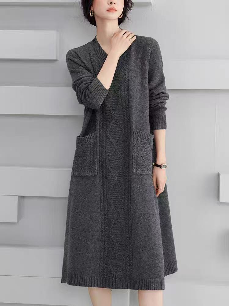 plus size women's new long sleeve high waist printed banquet dress mid-length skirt D02819