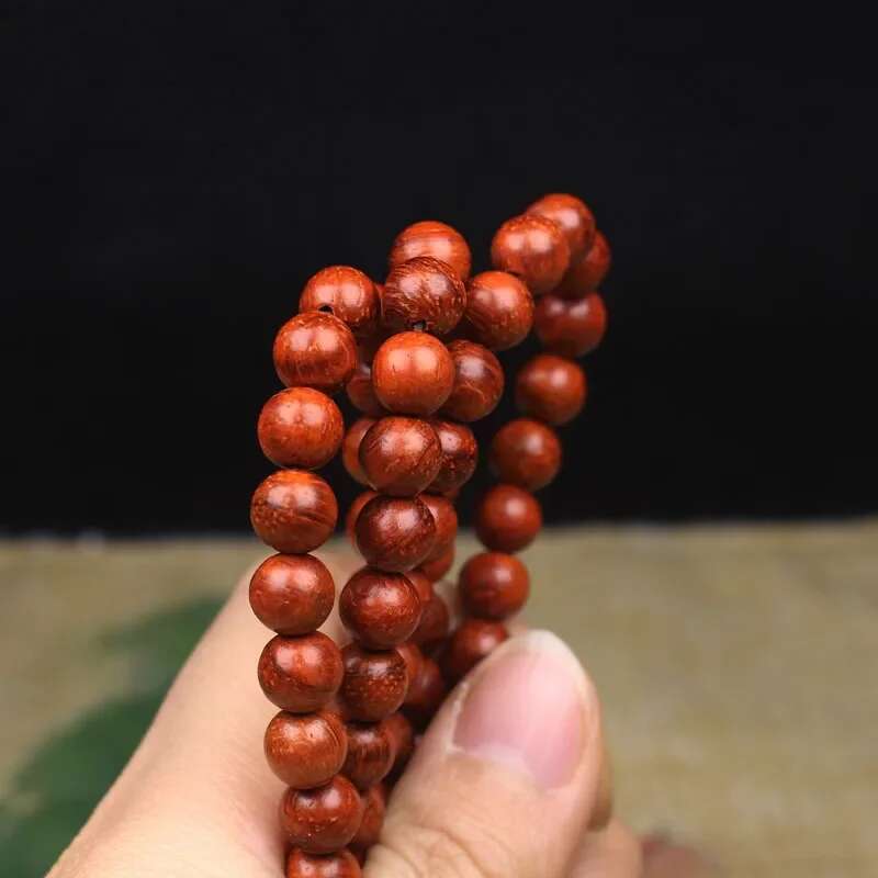 Padauk small leaf beads Rosewood big bracelet