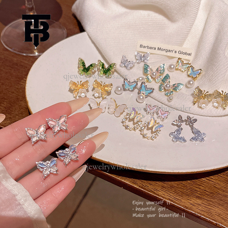 TB BHULAMTE Designer Fashion Phantom Butterfly Earrings Trendy Luxury 925 Sterling Silver High-end Ear Accessories Exaggerated Women's Jewelry El