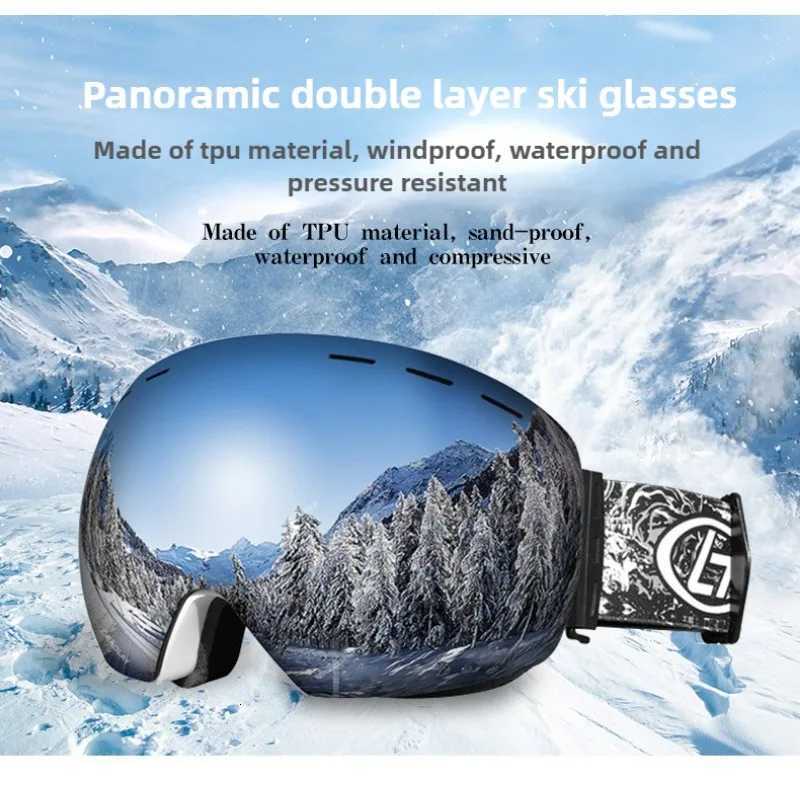 CE EN174 Ski Goggles Double Anti-fog UV400 Panoramic Dual Lens OTG Over Glasses Snowboard Goggles Men Women K251110