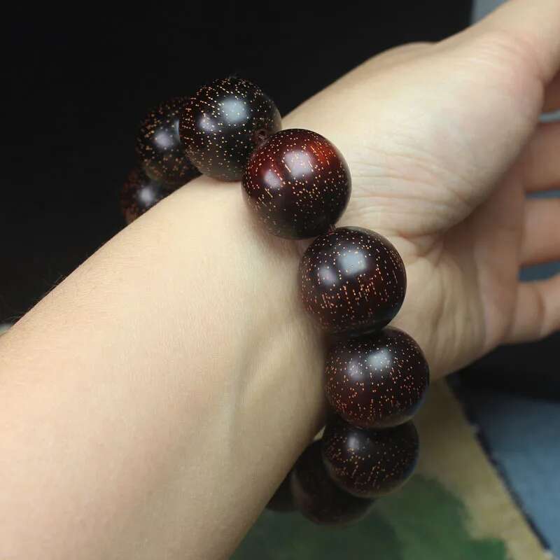 Factory Wholesale Rhino Horn Rosewood Single Circle Full Star Buddha Bead Bracelet High-Density Men and Women Small Leaf Wen