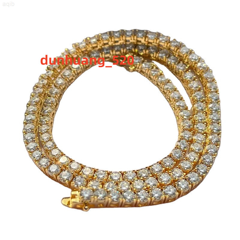Wholesale Iced Out Silver 925 Lab Grown Free Fire Moissanite Diamonds Clustered Tennis Chain Necklace