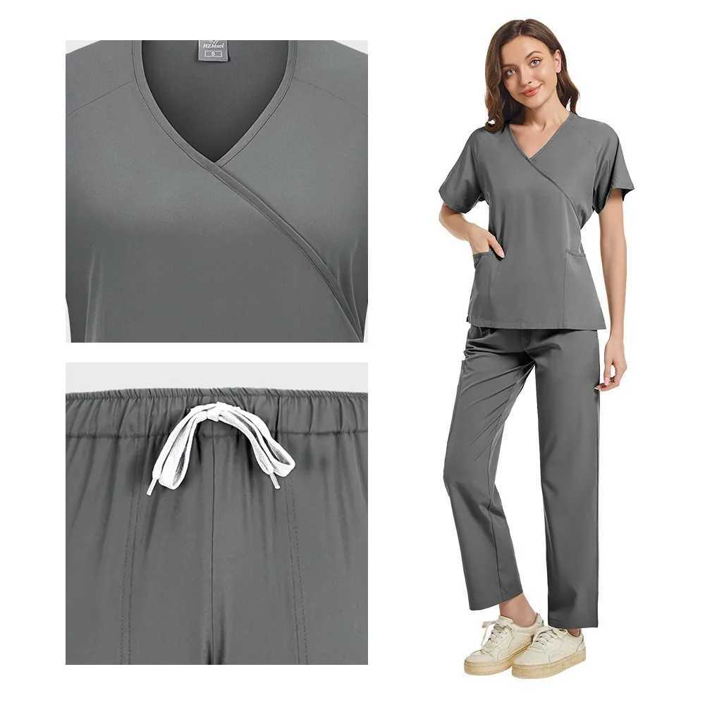 Nurse Scrubs New Fashion Medical Scrub Soft Breathable Jogger Pants Set Surgical Uniforms Woman Nursing Clinical Doctor Workwear X250410