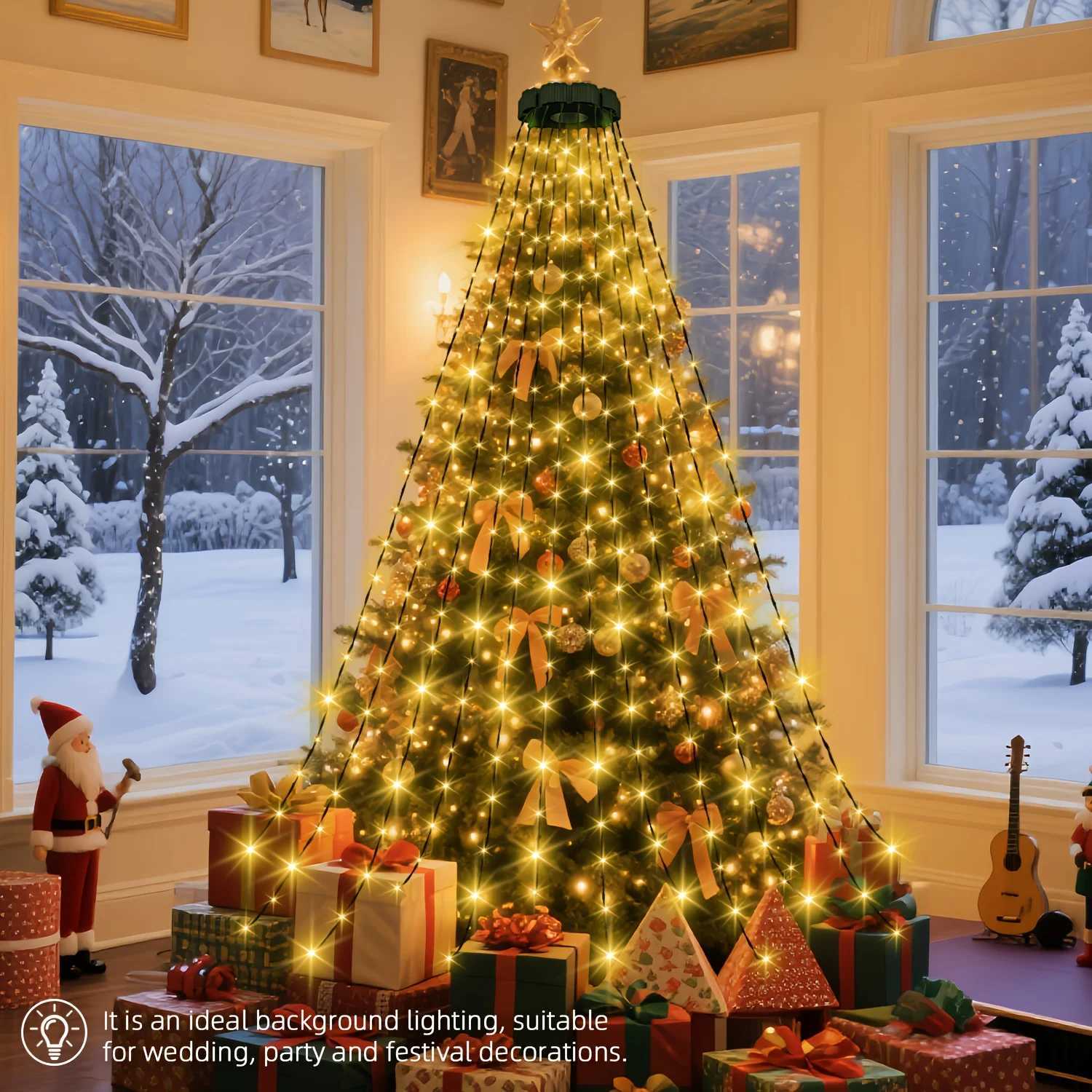 Christmas Christmas Tree Waterfall Lights-400/320High-Brightness LEDsUSBRemote Control8Lighting Modes Indoor/Outdoor Christmas TreeDeco Y251111