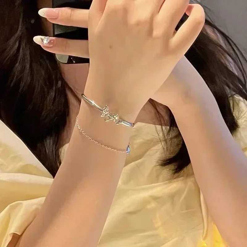 Sweet Tassel Butterfly Woman Bracelet Heart Double Layer Luxury Charm Bracelet Aesthetic Accessories 2024 NewC250410