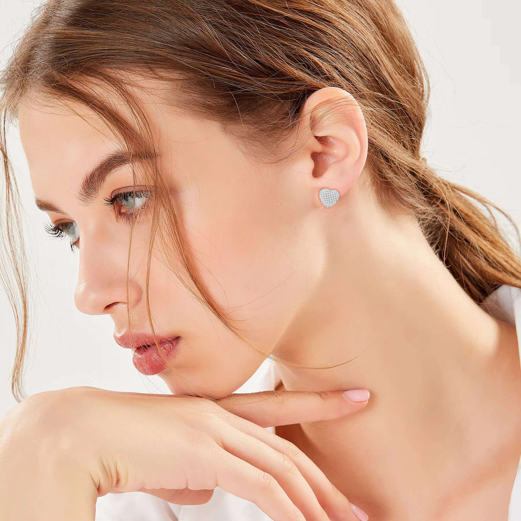 Pass Diamond Tester Iced Out Men and Women Trendy Heart Stud Earrings Fashion 925 Sterling Silver Moissanite Diamond Jewelry