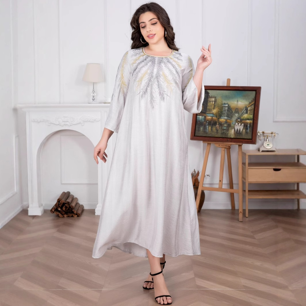 Robe Clothing Factory's new hot stamping evening Muslim dress, plus size women's dress