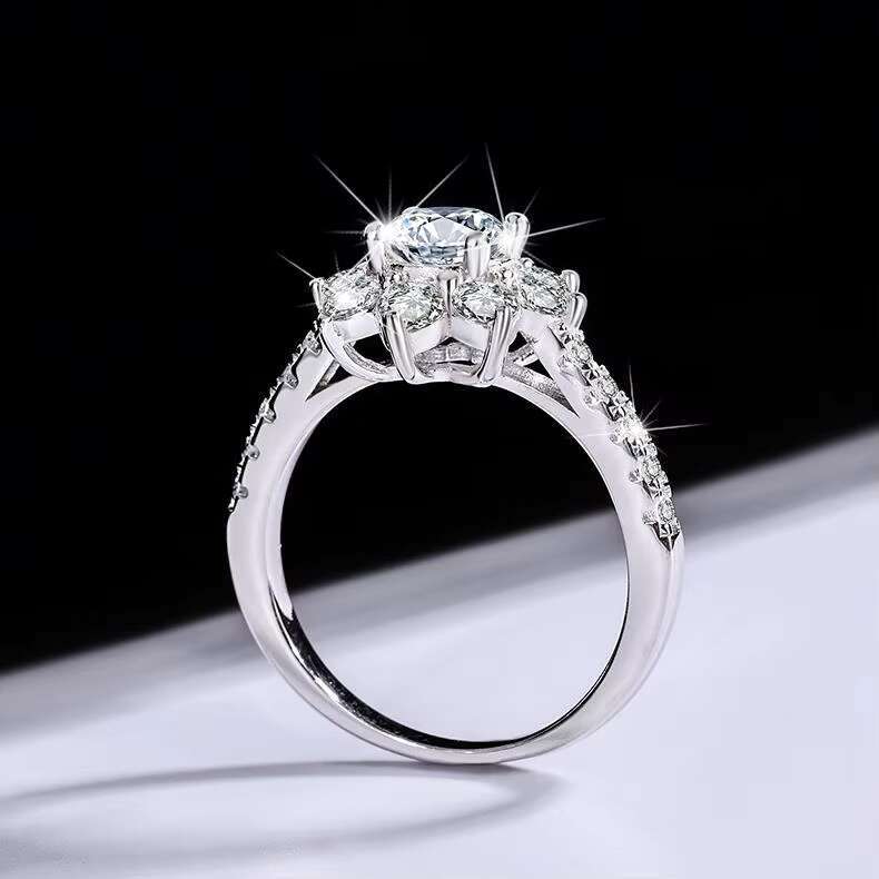 Pass Tter Sterling Sier 925 Mosan Ring Female Flower Yin Live Supply