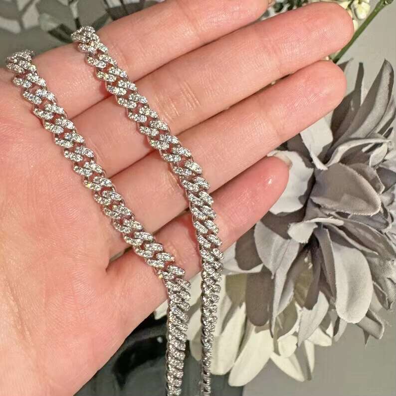 Customizable Moissanite Cuban Link Bracelet S925 Silver Iced Out Moissanite Diamond Hiphop Bling Moissanite Cuban Bracelet