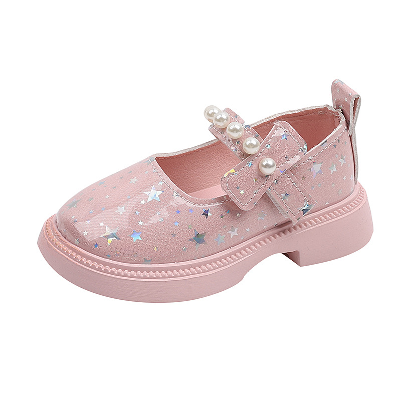 Girls Shoes Spring Toddler Kids Fashion Princess Party Shoes Kidszworld Children Casual Patent Leather Pearls Star Flats Soft Sole Size 21 - 30 K0210