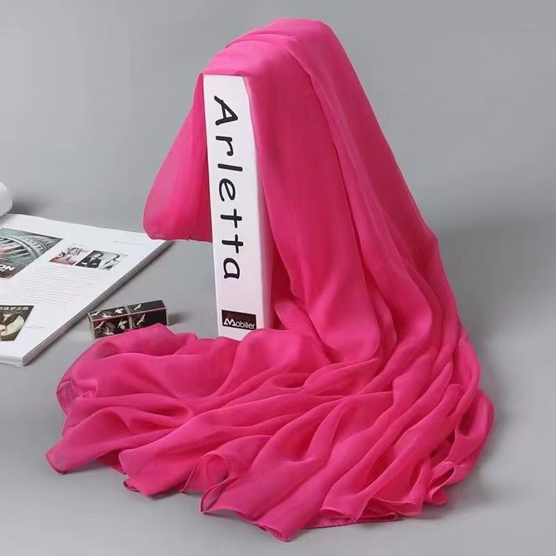T453 Spring and Autumn long solid color silk scarf shawl dual-purpose versatile gauze scarf fashion beach towel warm women