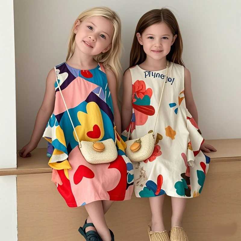 Girl floral print dress+bag 2-piece set 0-8 year girl summer clothing 2025 new arrival baby princess belt dressXJ250410