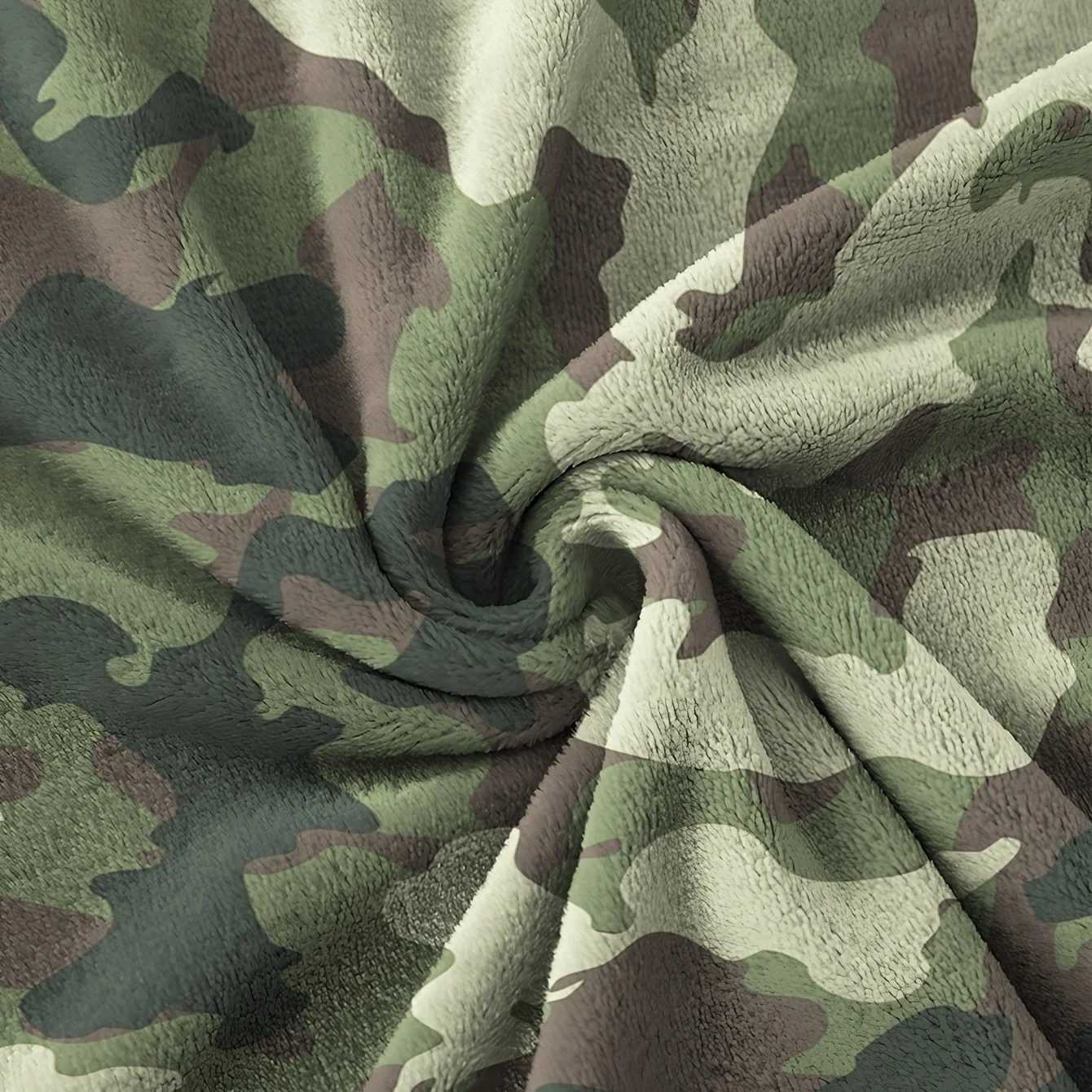 1pc Ultra-Soft Camo Flannel Blanket - Cozy Warm and Versatile for Sofa Bedroom or Living Room Decor Green/Brown Camouflage C251111