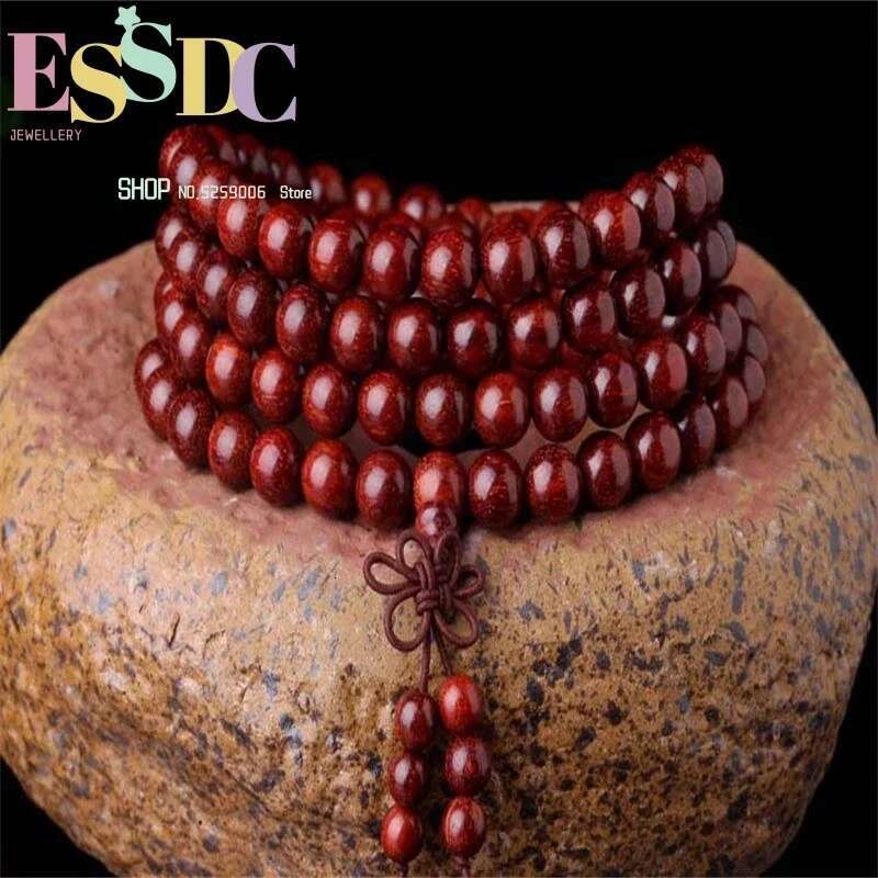Wholesale Natural Small Leaf Red Sandalwood Prayer Beads Rosary 108 Jewelry Bracelets For Men An