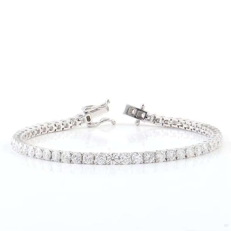 20-Inch 4mm White Gold 925 Silver Tennis Chain Bracelet Iced out Moissanite Necklace for Women