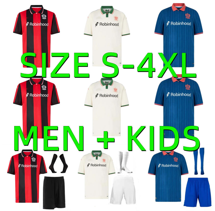 maillot de foot 25 26 OGC Nice Home Soccer Jerseys S.DIOP LABORDE DIOP MOFFI BOGA ROSARIO THURAM 2025 2026 DELORT DANTE BARKLEY player Football Shirt Men kids kits